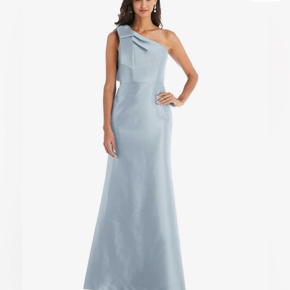 ALFRED SUNG D794 - Mist Light Blue One Shoulder Dress